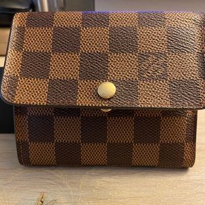 LOUIS VUITTON Elise Damier Brown Ebene Trifold.